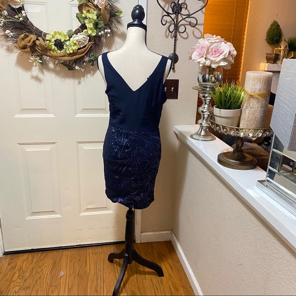 AX Paris Women Chiffon & Sequin V-Neck Mini Dress - Picture 9 of 16